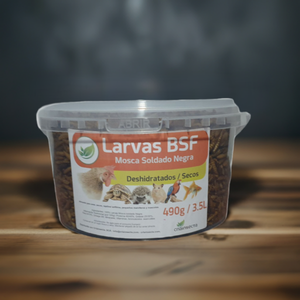 Larva Mosca Soldado Negra BSF deshidratado 490gr - Imagen 2